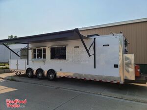 Impressive Lightly Used 2020 8.5' x 33' Commercial BBQ Trailer with Porch and Bathroom