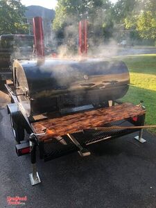 Used Open Barbecue Smoker Mounted on a Trailer / BBQ Tailgating Trailer