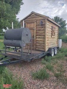 Log Cabin Barbecue Concession Trailer / Up to Code Mobile BBQ Unit