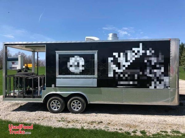 2017 - 8.5' x 22' Catering and Kitchen BBQ Food Concession Trailer with Porch