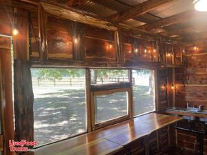 One of a Kind Custom Built Cedarwood BBQ Concession Trailer w/ Porch Cabin Style Mobile Food Unit
