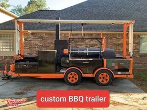 16' Open BBQ Pit Barbecue Smoker Trailer w/ Rotisserie and Santa Maria Grill