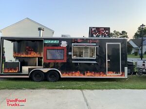 LOADED 2016 - 28' Propane & Wood-Fired Brick Oven Pizza Trailer with Porch