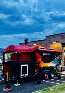 2016 - 7' x 13' Wood Fired Pizza Concession Trailer w/ Porch and Mural Exterior