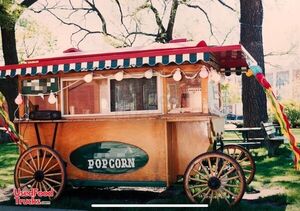 Antique 7.5' x 11' Amish Made Heirloom Vintage Wooden Turnkey Popcorn Wagon