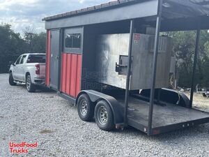2001 7' x 16' Barbecue Concession Trailer with Porch / Spacious Mobile BBQ Unit