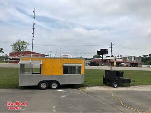20' Barbecue Concession Trailer w/  Towable Commercial Open BBQ Smoker Trailer