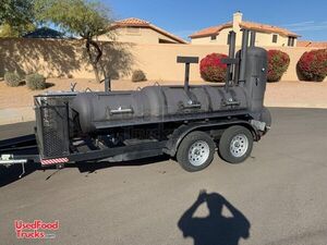 Used BBQ Tailgating Trailer / Ready to Grill Open Barbecue Smoker Trailer