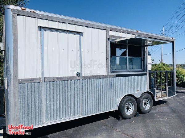 Used 2017 20' Pizza Concession Trailer with a Wood Burning Oven and Porch
