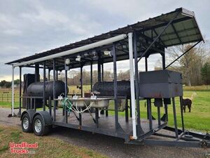 High Output Homemade 2-Pit Open BBQ Smoker Trailer / Mobile BBQ Rig