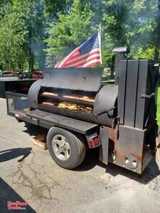 Ready to Grill Open BBQ Smoker Trailer / Used Mobile BBQ Pit