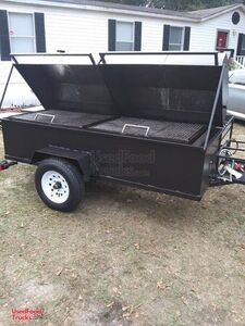 Used Mobile BBQ Unit / Open Barbecue Smoker Tailgating Trailer