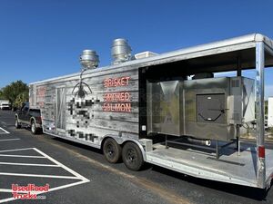 LOADED 2008 Wells Cargo 8.5' x 38' BBQ Smoker Concession Trailer w/ FULL KITCHEN & Open Porch