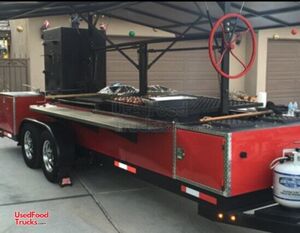 Ready to Grill Open Barbeque Smoker on a 20' Tailgating Trailer