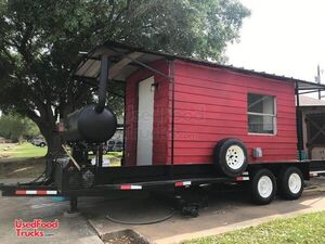 Like New - Cabin Style 20' Barbecue Concession Trailer with Open Porch