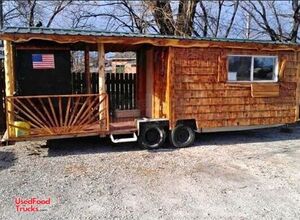 Rustic Cabin Style 8' x 24' Barbecue Food Concession Trailer with 12' Porch
