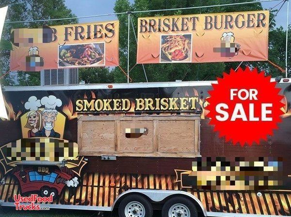 Solid 2012 - 8' x 25' Turnkey Ready Barbecue Concession Trailer with Porch