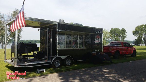 2012 Worldwide 8.6' x 24' Barbecue Concession Trailer with Porch / BBQ Pit.