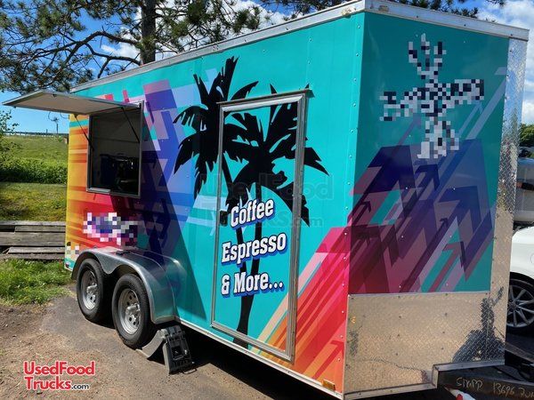 2019 7' x 16' Quality Cargo Coffee Concession Trailer / Turnkey Ready Mobile Cafe.