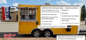 2018 - 8.5   x 16   Mobile Ice Cream Concession Trailer with Lots of Supplies.