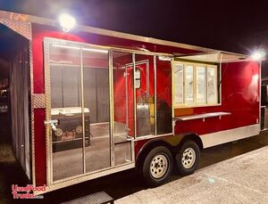 Brand New 2022 8' x 18' Barbecue Kitchen Food Vending Trailer with Porch.