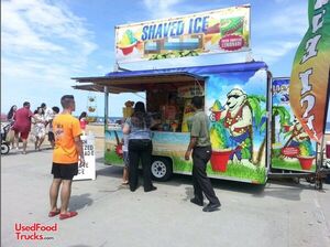 7' x 12' Wells Cargo Shaved Ice Snowball Concession Trailer w/ Flavor Station.