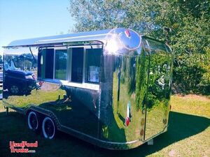 All Stainless Steel 2019 - 7' x 16' Vintage Style Kitchen Food Concession Trailer.