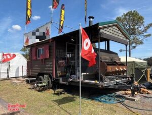 2003 Barbecue Food Concession Trailer with Porch and 2001 Ford Box Truck
