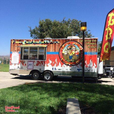 2015 - 8' x 20' Quality Mobile BBQ Unit / Used Barbecue Concession Trailer.