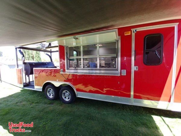 2015 CBTL CW8 - 8.5' x 28' Barbecue Food Concession Trailer with Porch.