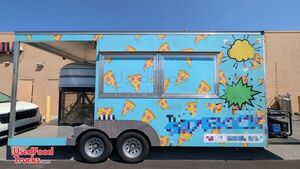 2020 7.5' x 18' Wood Fired Pizza Oven Concession Trailer w/ Solar Power and Porch