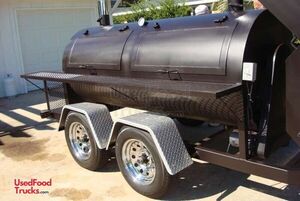 AUSTIN NATIONAL BBQ/SMOKER PIT WITH DELUXE GRILL ON TANDEM TRAILER