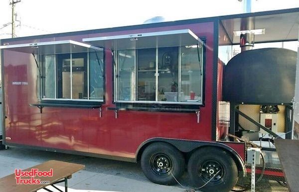 2018 - 8' x 28' Wood-Fired Pizza Concession Trailer with Porch.