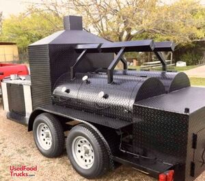 2014 Custom-Built 17' Open BBQ Smoker Tailgating Trailer / Used Mobile Barbecue Unit
