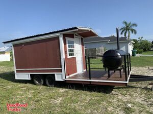 Beautiful Barn-Style Barbecue Food Concession Trailer with Porch