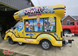 Turnkey Snow Cone Bus Style 15' Snowie / Chevy Snowball Concession Trailer for Shaved Ice