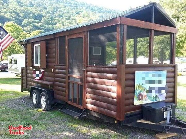 2002 Log Cabin BBQ Concession Trailer / Used Barbecue Pit with Porch.