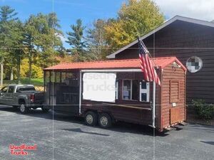 Log Cabin Style Food Concession Trailer with Screened Smoker Porch
