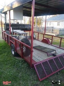 8' x 14 Open and Covered Barbecue Pit Smoker Trailer | Tailgating BBQ Rig.