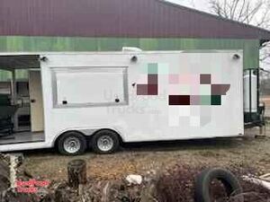 24' Kitchen Food Concession Trailer with Open Porch and Bathroom.