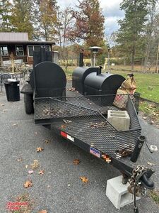 Custom Made - 2020 Double Barrel Open BBQ Smoker Trailer with Charbroiler