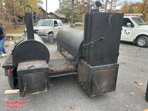 Custom Made - 2020 Double Barrel Open BBQ Smoker Trailer with Charbroiler