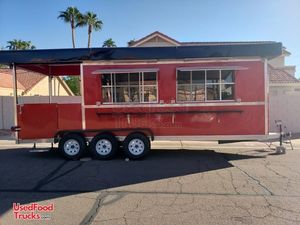 Never Used 2019 7' x 27' Barbecue Food Concession Trailer with Porch / BBQ Rig