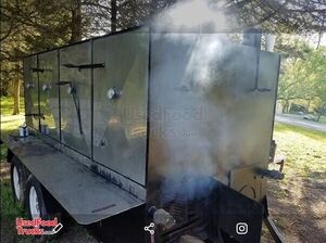 Big Reverse Flow Open Barbeque Smoker on a Trailer / BBQ Tailgating Trailer