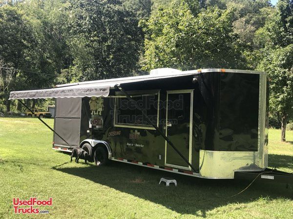 2013 - 8' x 26' Custom-Built Colonial BBQ Concession Trailer with Porch.