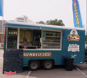 Wells Cargo 7' x 16' Health Department Approved Shaved Ice Snowball Concession Trailer.
