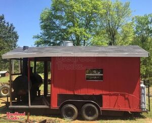 Barbecue Concession Trailer with Porch / Used Mobile BBQ Vending Unit.