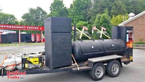 Open Barbecue Smoker Tailgating Trailer / Used Mobile BBQ Unit