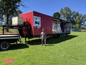 2003 - 40' Barbecue Rig Concession Trailer with Porch and Bathroom.