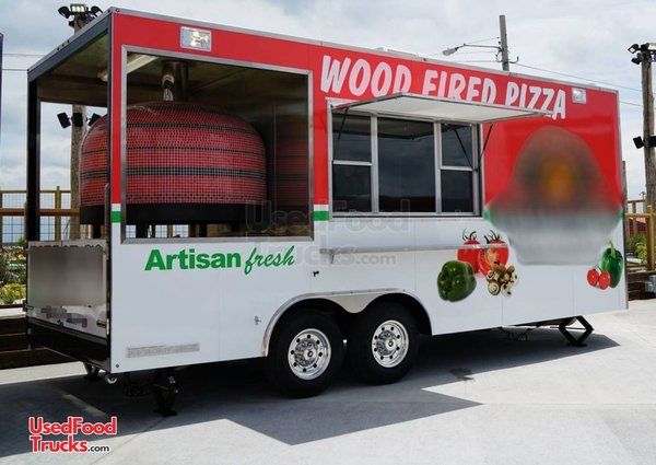 2017 - 8.6' x 20' Wood Fired Pizza Concession Trailer.
